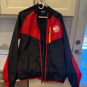 Atlanta Hawks Men's Black and Red Windbreaker Jacket